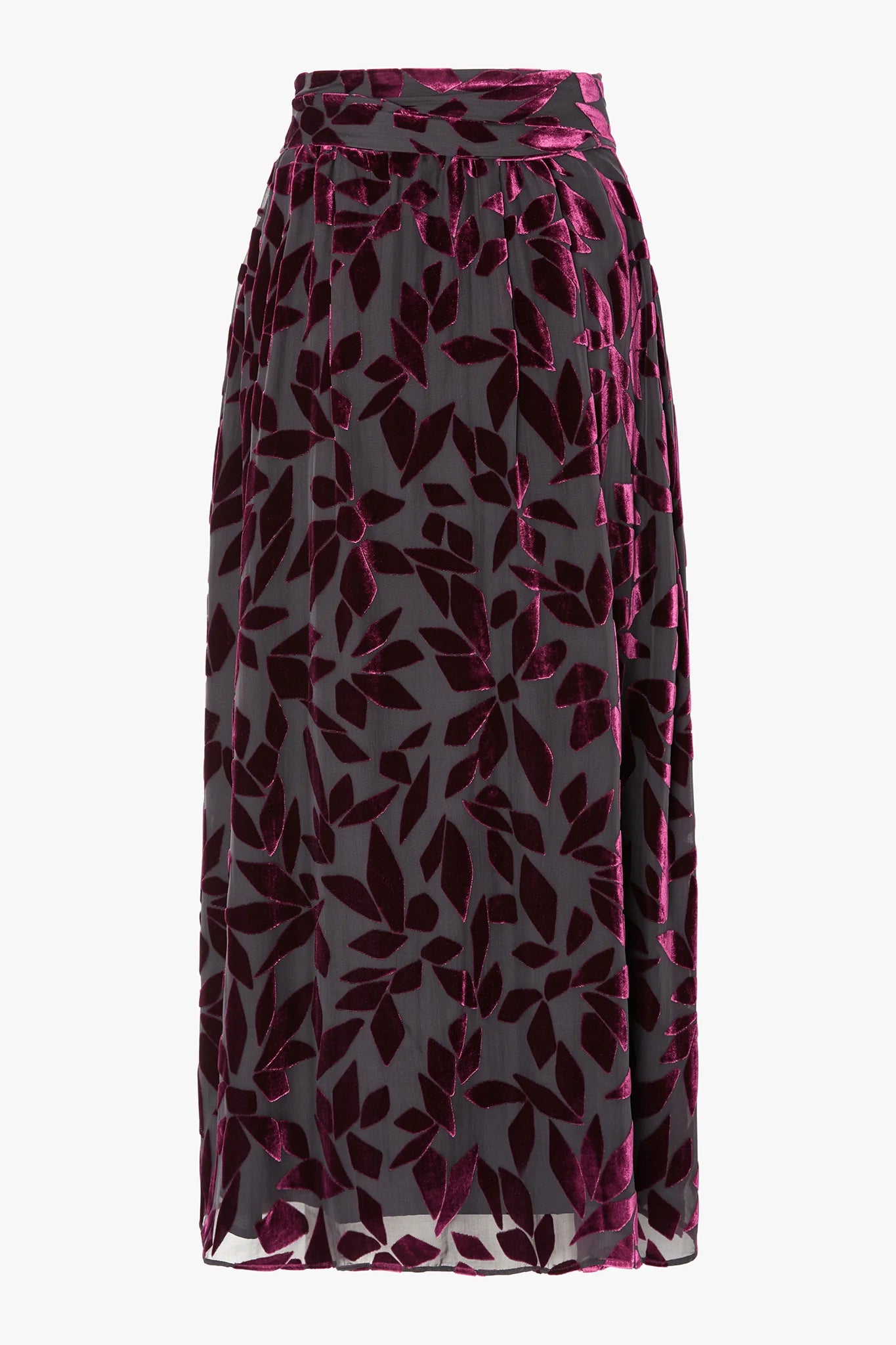 Jasper Conran "Idalia" Velvet Burn Out Skirt in Cerise Geo Pink