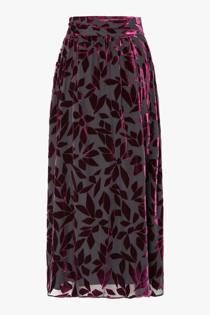 Jasper Conran "Idalia" Velvet Burn Out Skirt in Cerise Geo Pink