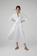 Blythe Full Skirt Shirt Dress in White