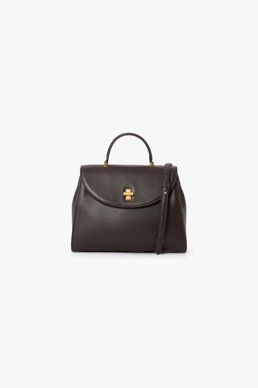 Jasper Conran Gigi Leather Top Handle Grab Bag in Chocolate