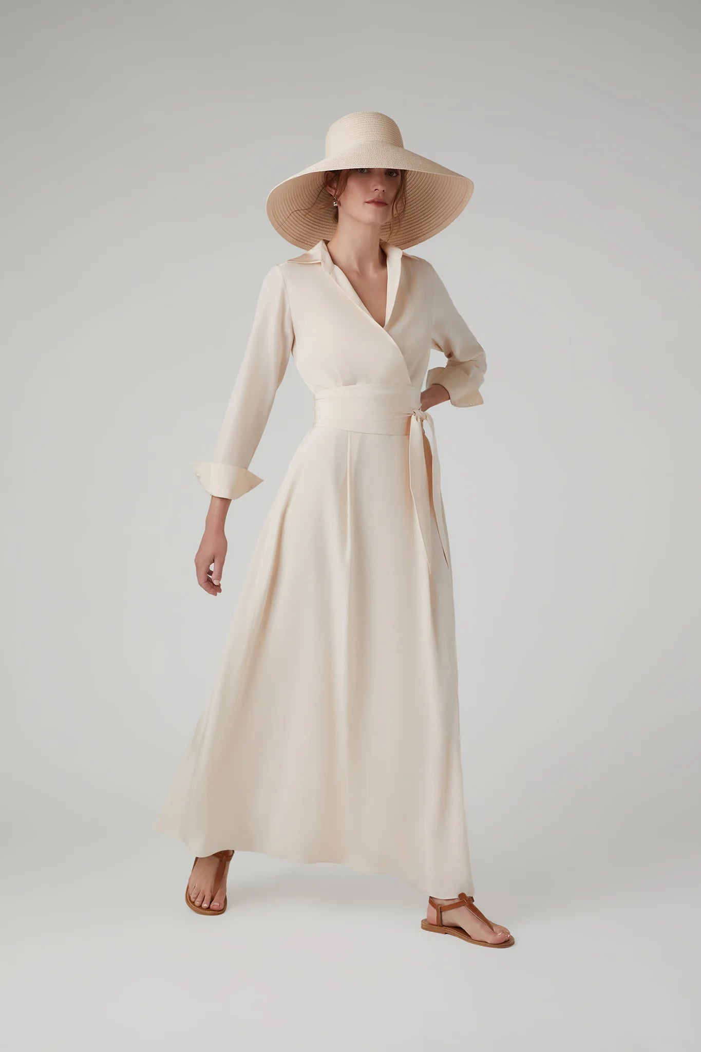 Jasper Conran "Hortensia" Silk Wrap Dress with Slip in Blush