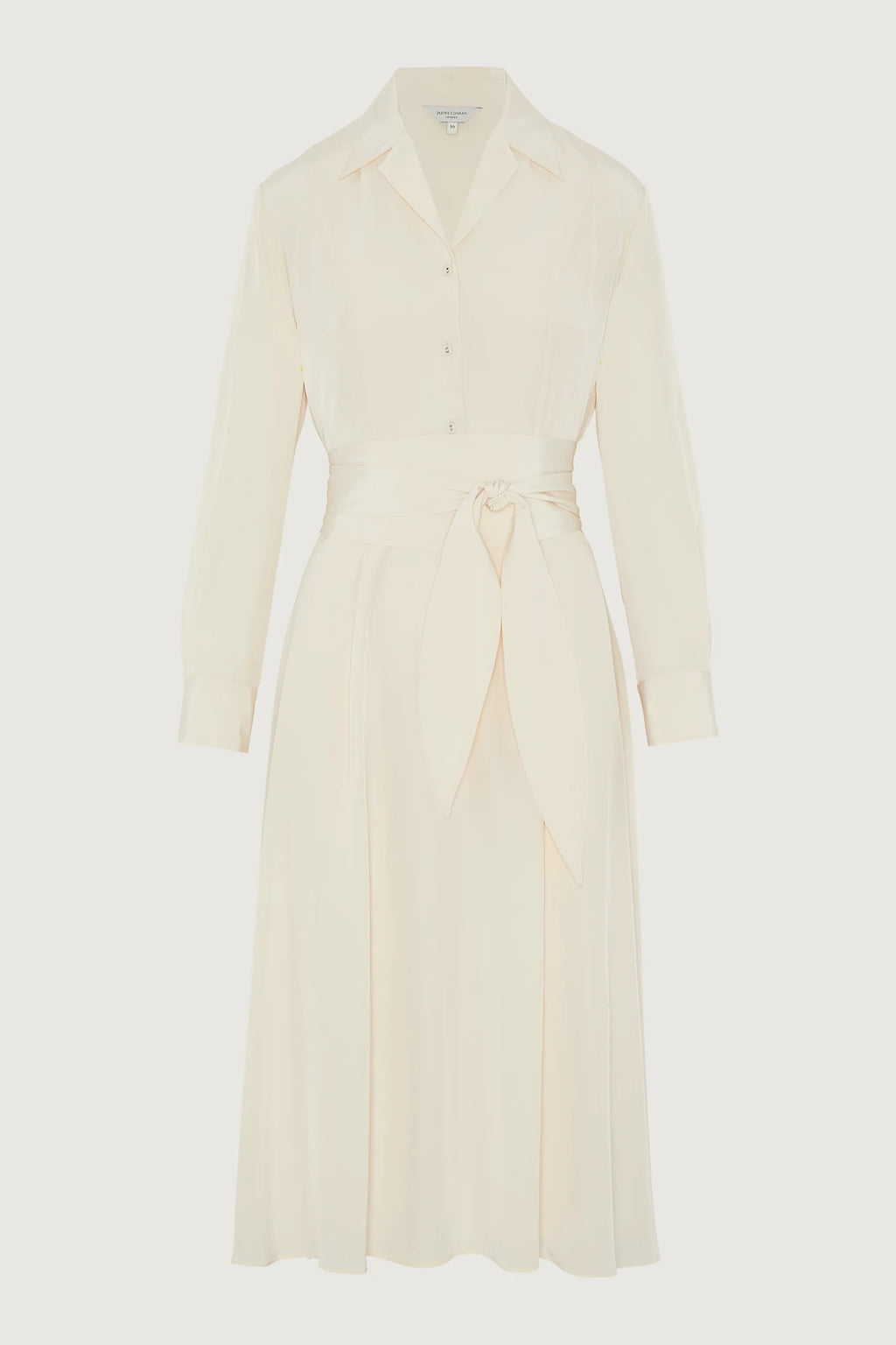 Jasper Conran "Filomena" Silk Full Skirt Shirt Dress in Cream