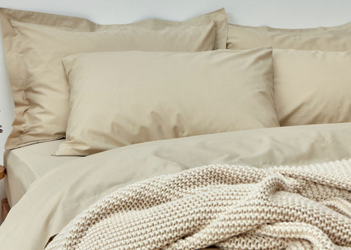Christy "200TC Organic" Plain Dyed Sheets & Duvet Covers in Hazelnut