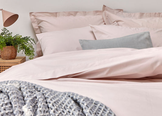 Christy "200TC Organic" Plain Dyed Sheets & Duvet Covers in Powder Pink