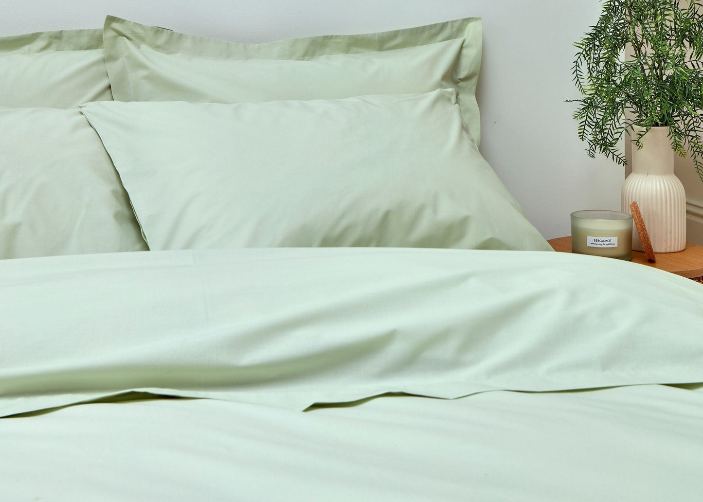 Christy "200TC Organic" Plain Dyed Sheets & Duvet Covers in Sage Green