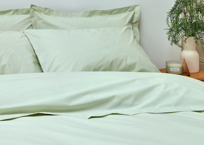 Christy "200TC Organic" Plain Dyed Sheets & Duvet Covers in Sage Green