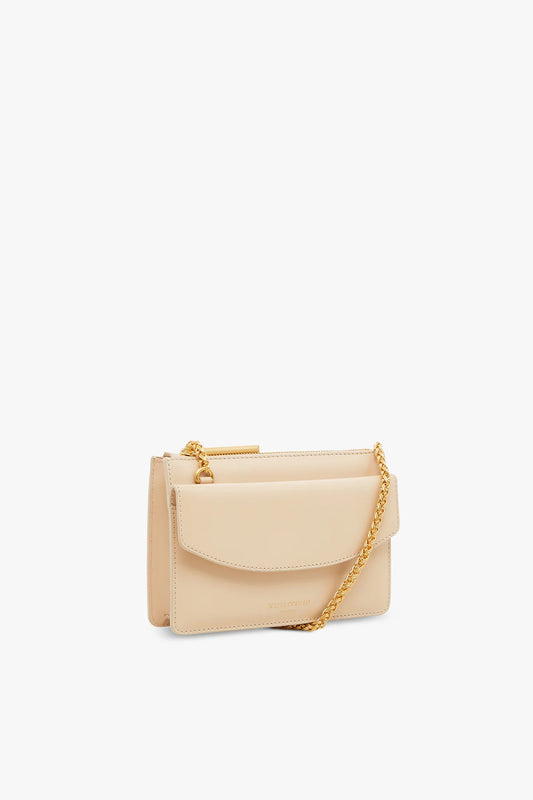 Jasper Conran "Francine" Leather Chain Clutch in Cream