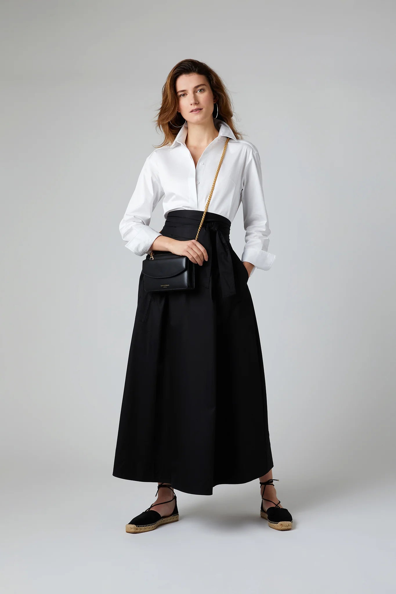 Jasper Conran "Francine" Leather Chain Clutch in Black