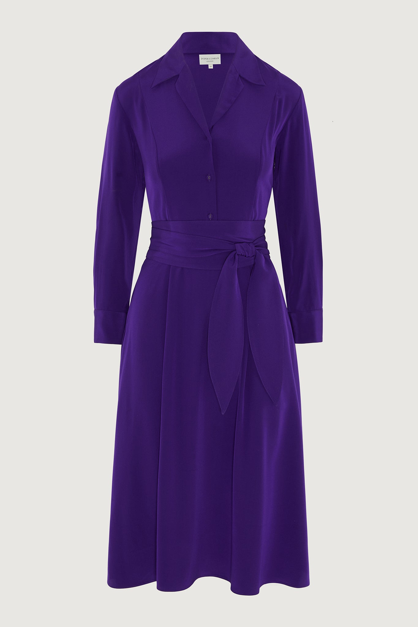 Jasper Conran "Fleur" Silk Full Skirt Shirt Dress in Purple