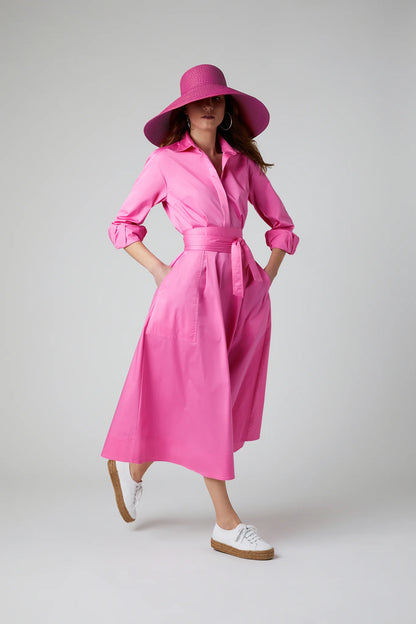 Jasper Conran "Blythe" Full Skirt Shirt Dress in Pink