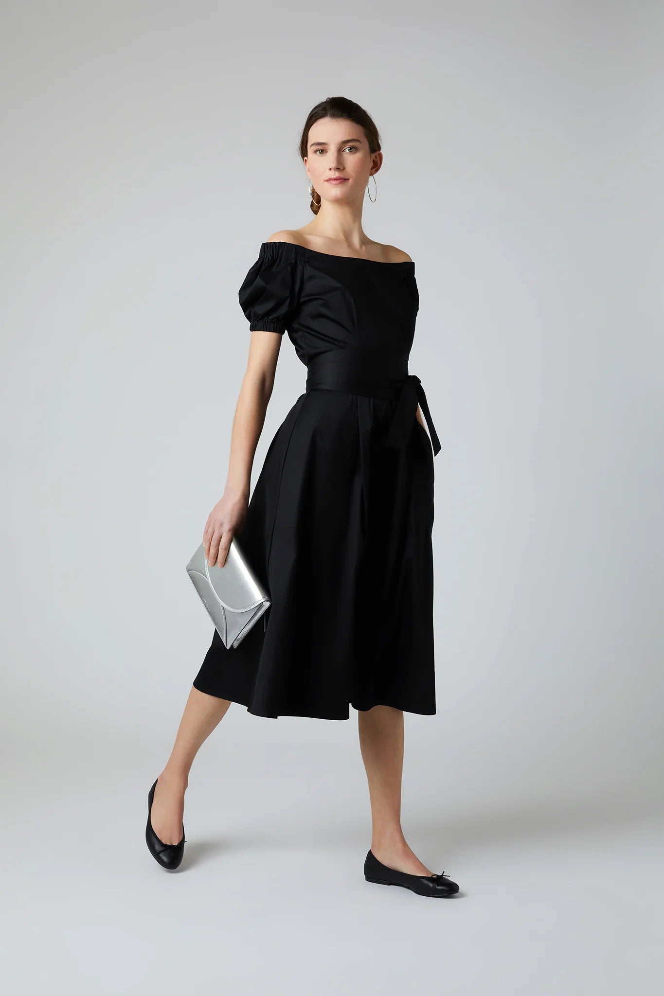 Jasper Conran "Fen Bardot" Full Skirt Dress in Black