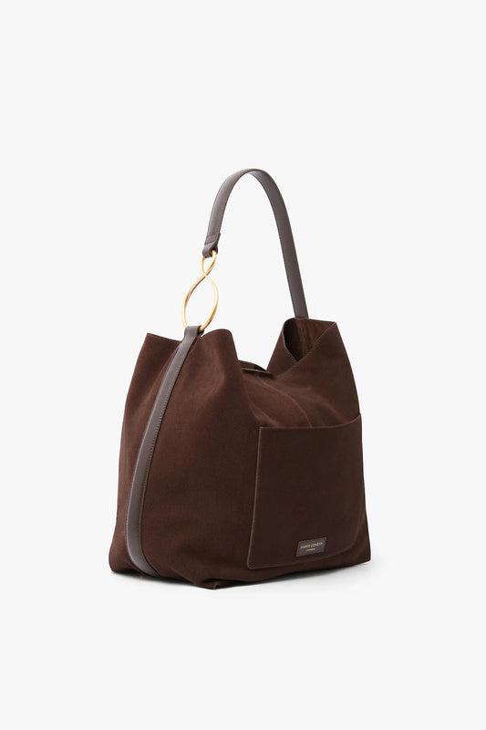 Jasper Conran "Gigi" Suede Leather Hobo Bag in Chocolate