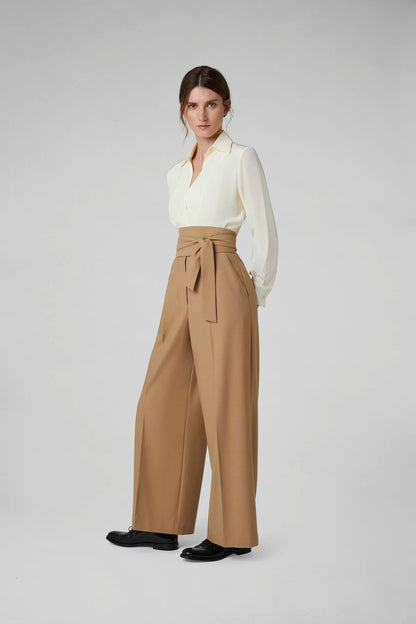 Jasper Conran "Genevieve" Silk Wrap Shirt in Champagne