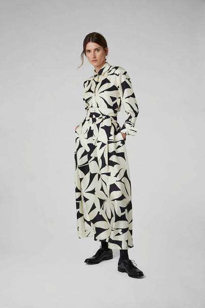 Jasper Conran "Gail" Silk Twill Printed Maxi Skirt in Champagne