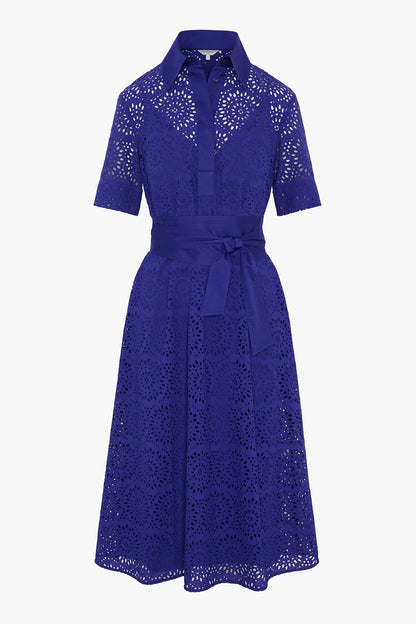 Jasper Conran "Daria" Broderie Dress in Blue