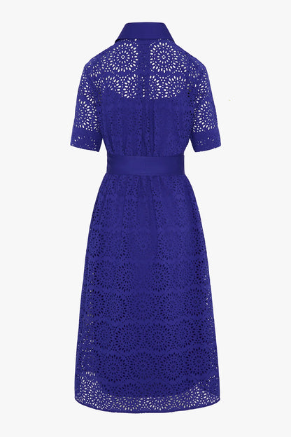Jasper Conran "Daria" Broderie Dress in Blue