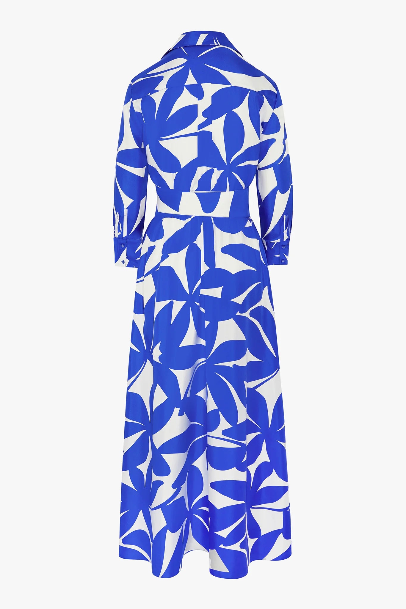 Jasper Conran "Celia" Printed Maxi Silk Wrap Dress Silk Twill in Blue