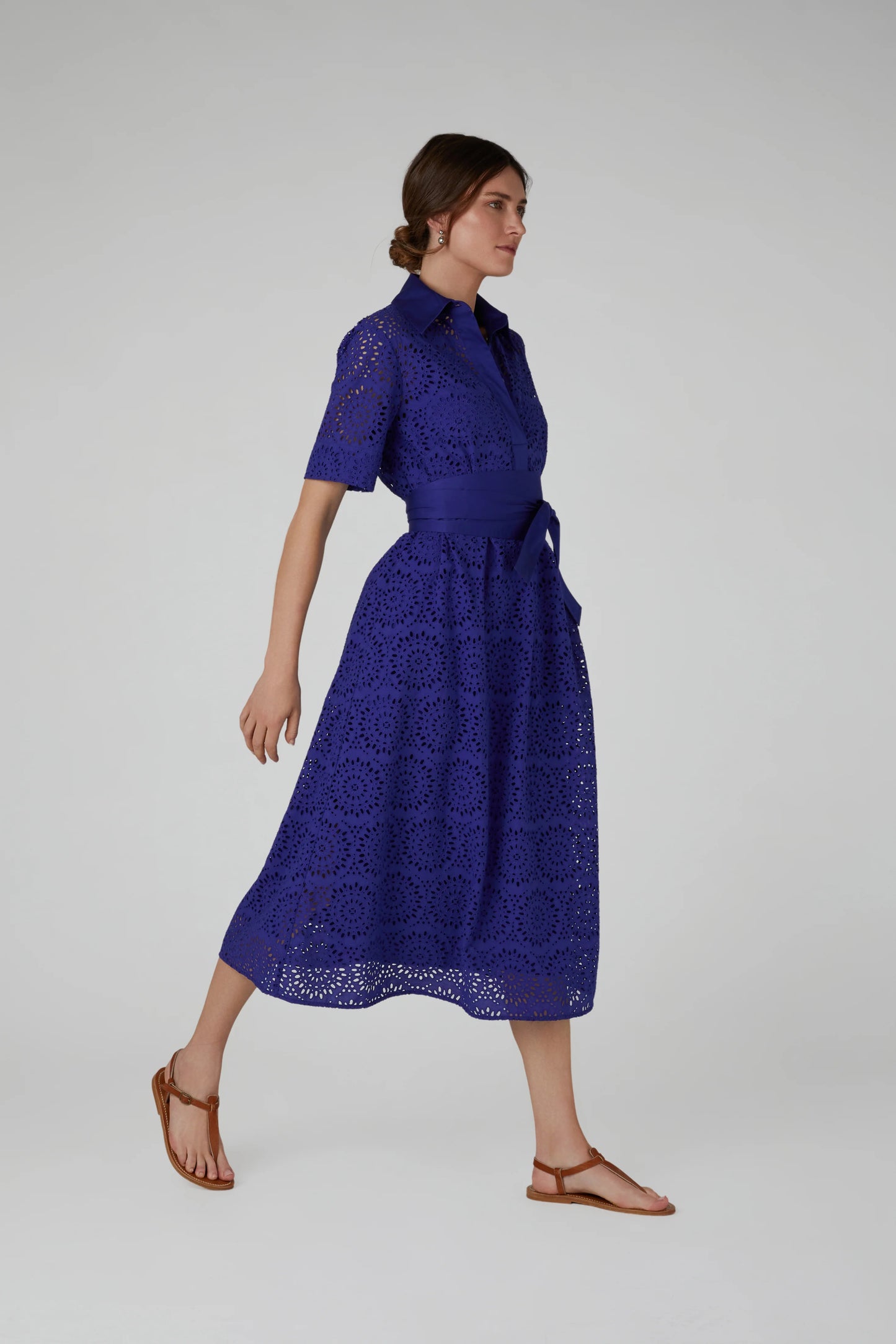 Jasper Conran "Daria" Broderie Dress in Blue