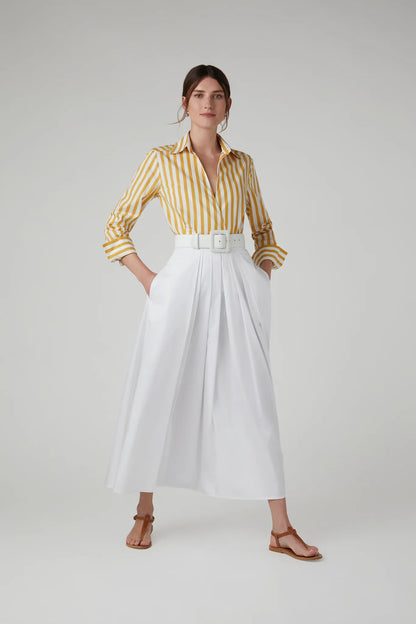 Jasper Conran "Holly" Stripe Wrap with Button Shirt in Gold