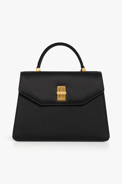 Jasper Conran "Ivanna" Premium Satin Top Handle Bag in Black