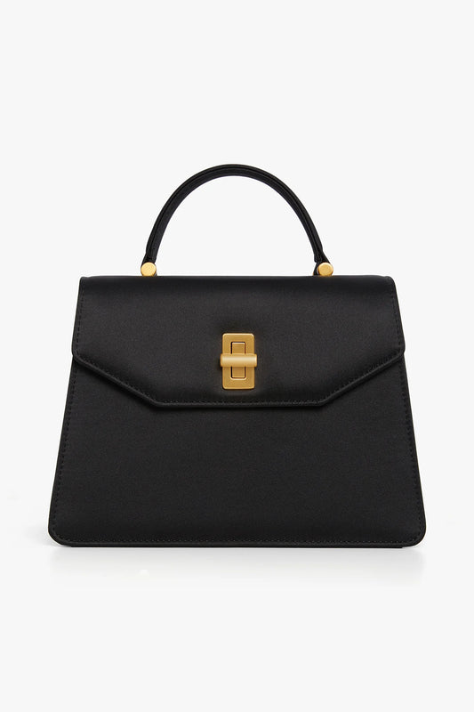 Jasper Conran "Ivanna" Premium Satin Top Handle Bag in Black