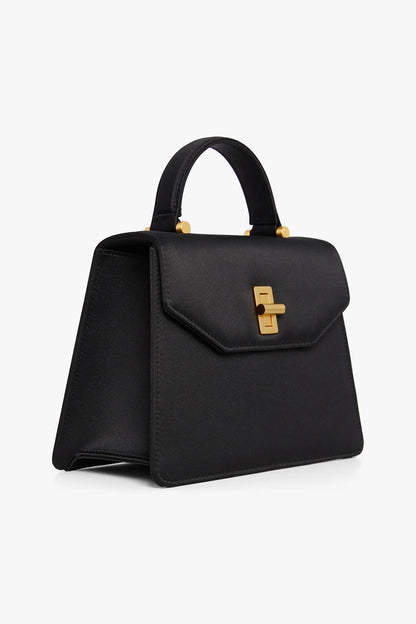 Jasper Conran "Ivanna" Premium Satin Top Handle Bag in Black