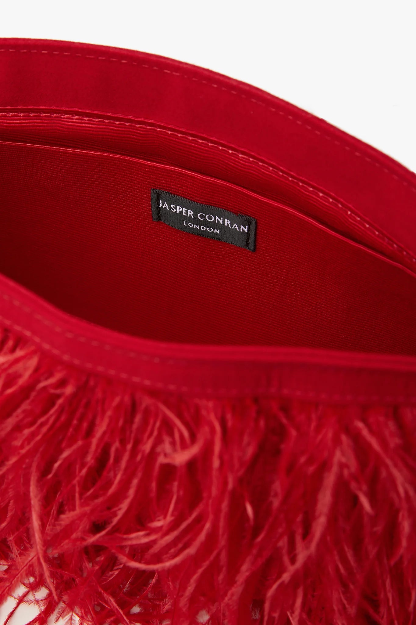 Jasper Conran "Inez" Ostrich Feather Clutch Bag in Red