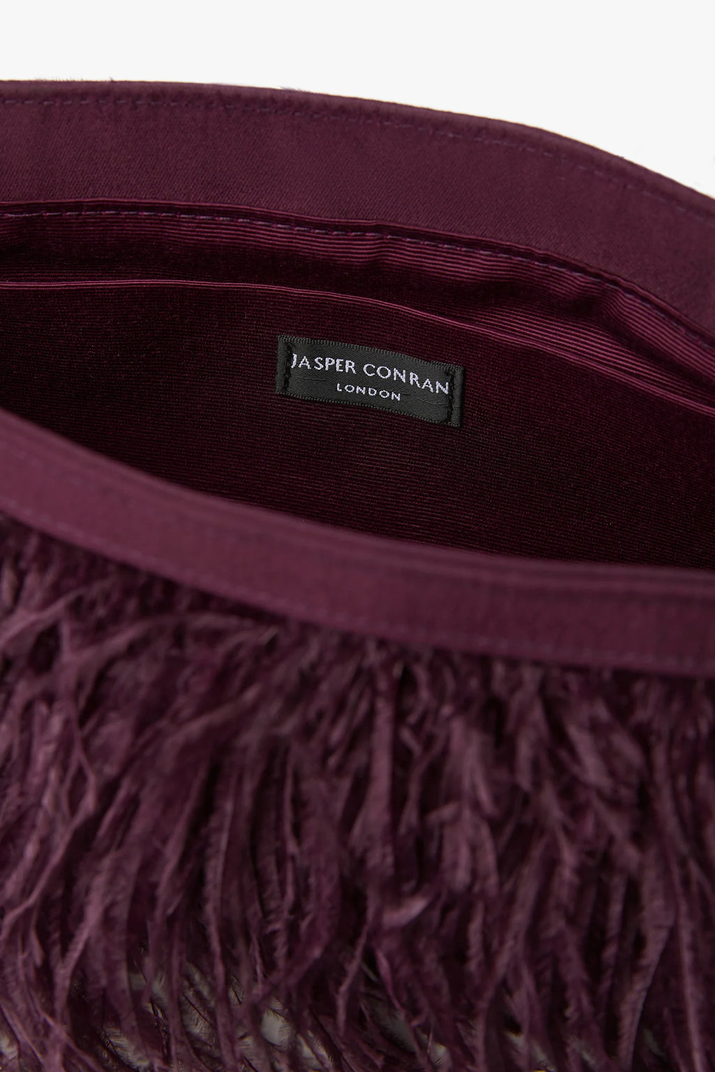 Jasper Conran "Inez" Ostrich Feather Clutch Bag in Berry