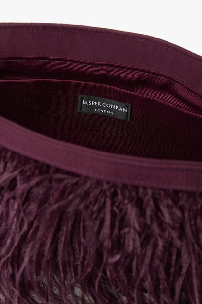 Jasper Conran "Inez" Ostrich Feather Clutch Bag in Berry