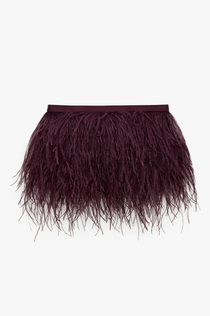Jasper Conran "Inez" Ostrich Feather Clutch Bag in Berry