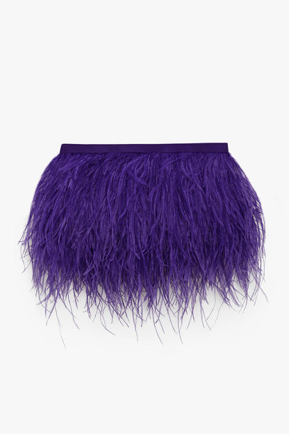 Jasper Conran "Inez" Ostrich Feather Clutch Bag in Violet