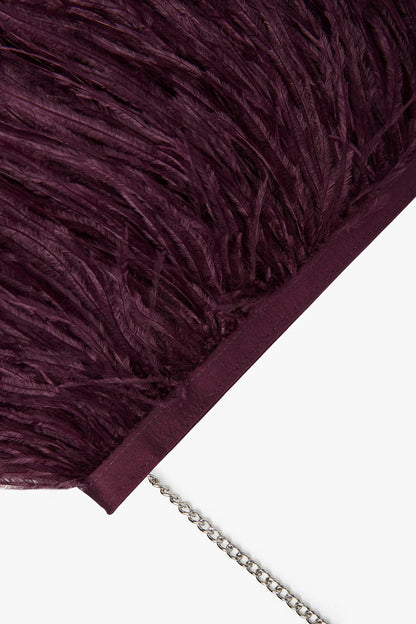 Jasper Conran "Inez" Ostrich Feather Clutch Bag in Berry