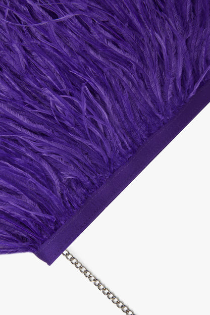 Jasper Conran "Inez" Ostrich Feather Clutch Bag in Violet