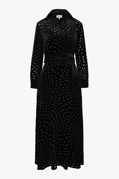 Jasper Conran Isabel Burn Out Full Shirt Blythe Dress Black Spot