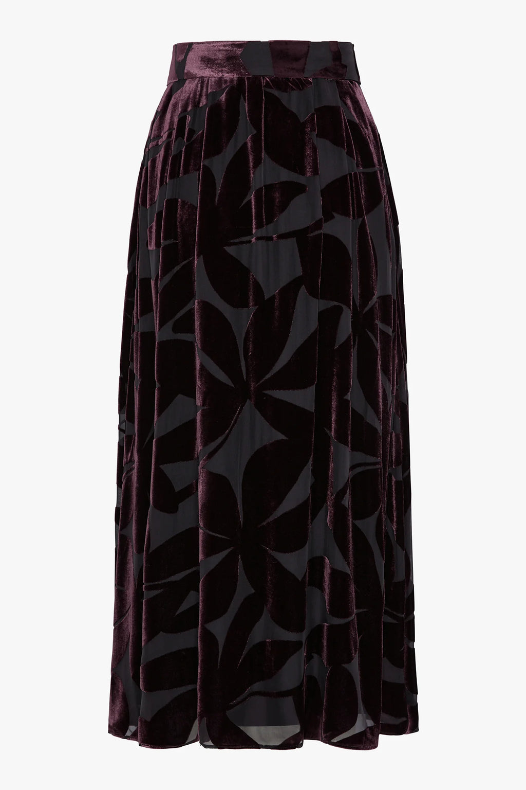 Jasper Conran "Idalia" Velvet Burn Out Maxi Skirt in Berry Floral
