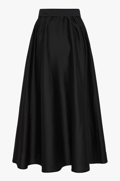 Jasper Conran "Ida" Wool Silk Inverted Pleat Skirt in Black