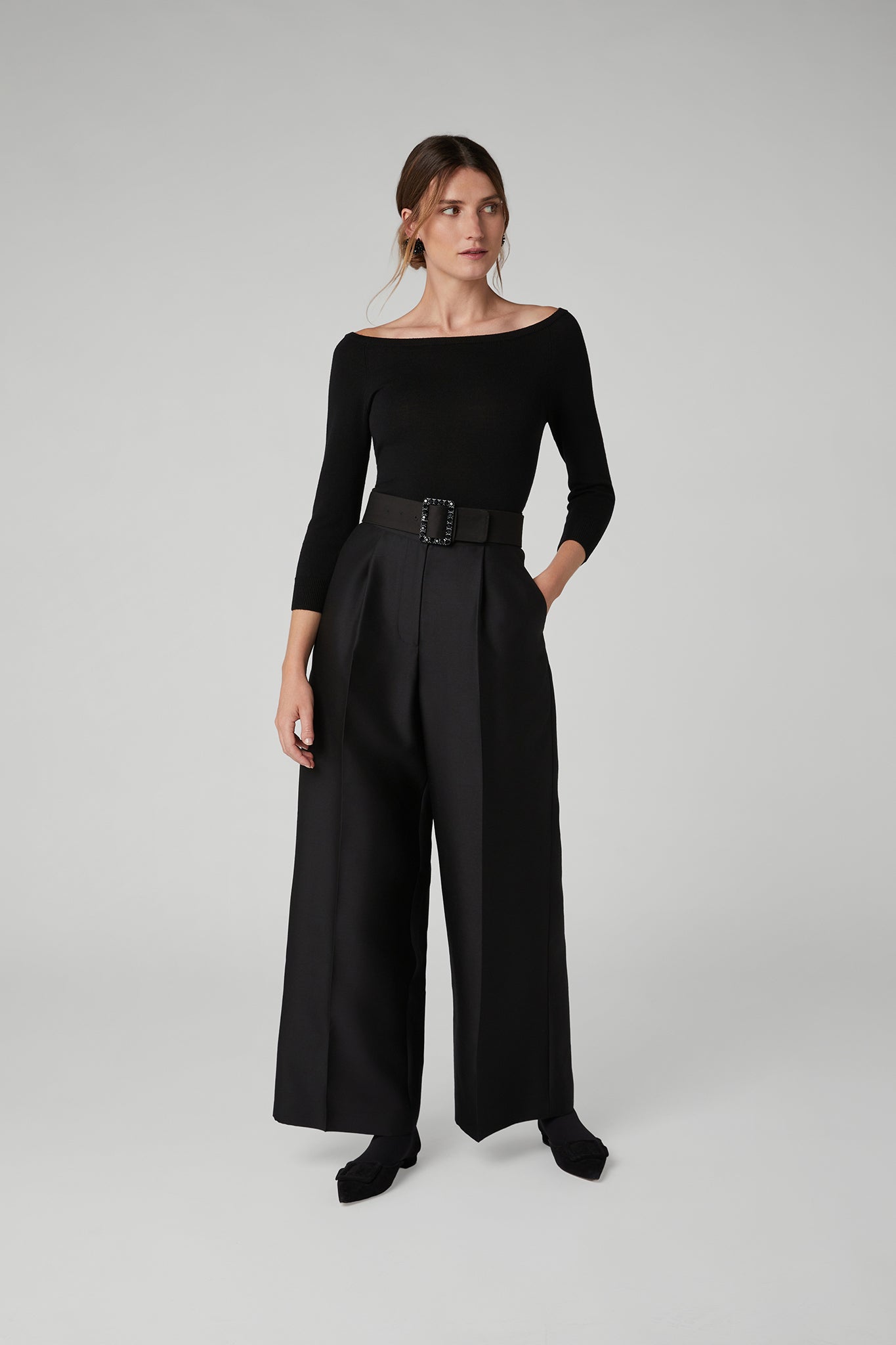 Jasper Conran Imogen Wool Silk Wide Leg Trousers