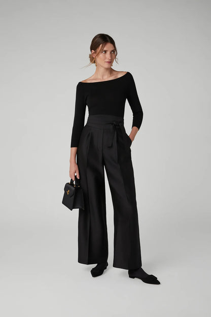 Jasper Conran "Ivanna" Premium Satin Top Handle Bag in Black