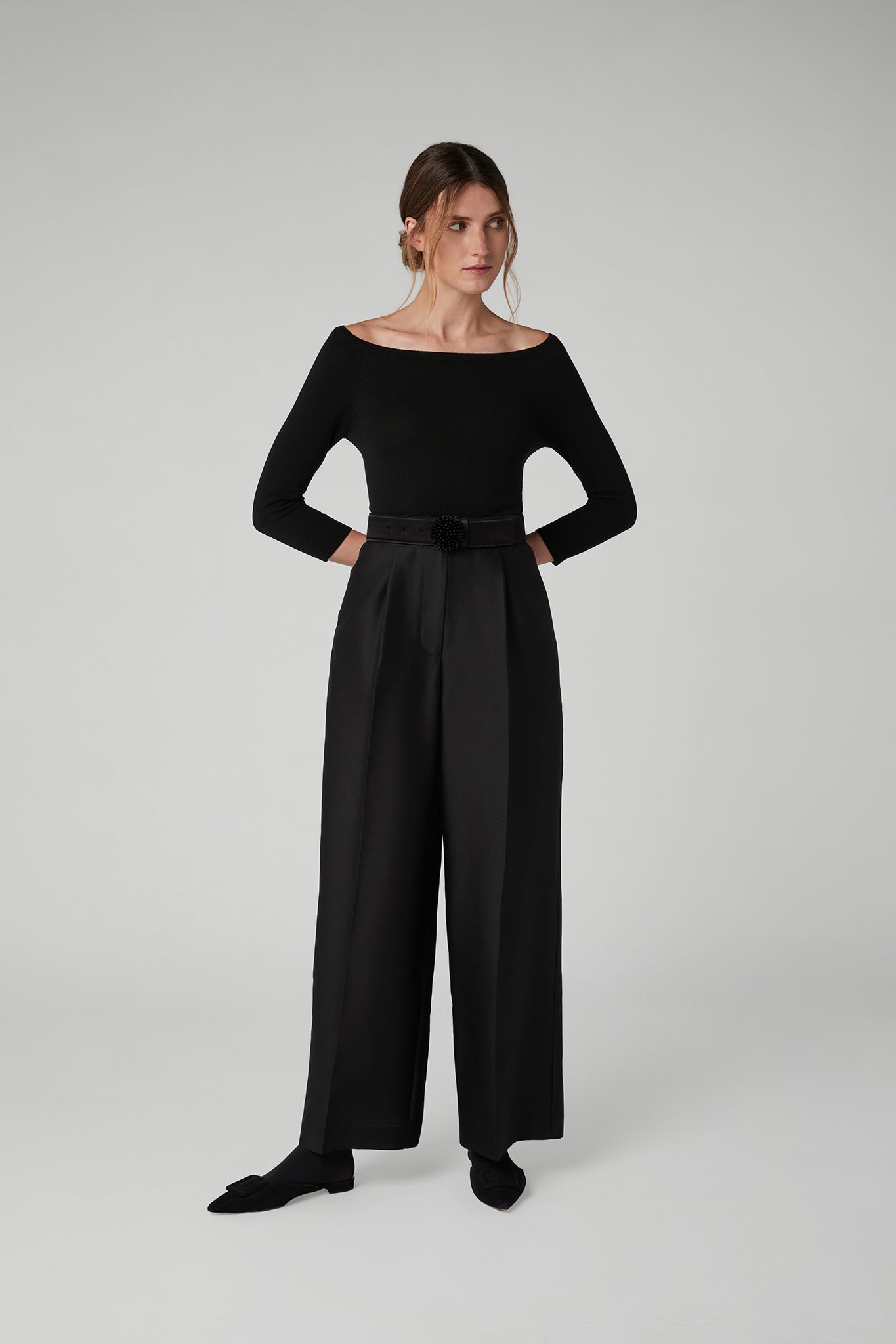 Jasper Conran Imogen Wool Silk Wide Leg Trousers