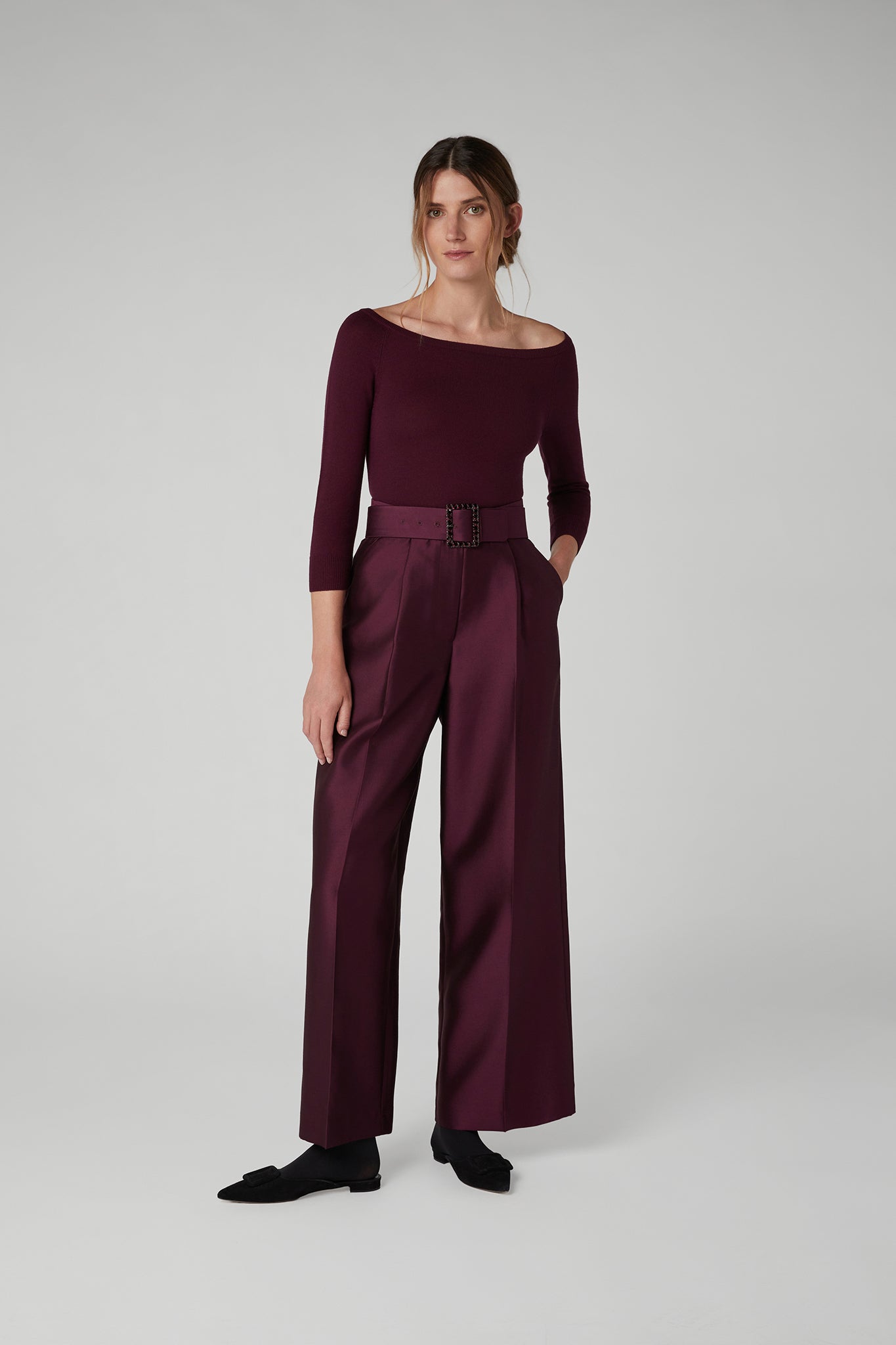 Jasper Conran Imogen Wool Silk Wide Leg Trousers