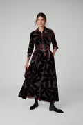 Jasper Conran "Idalia" Velvet Burn Out Maxi Skirt in Berry Floral