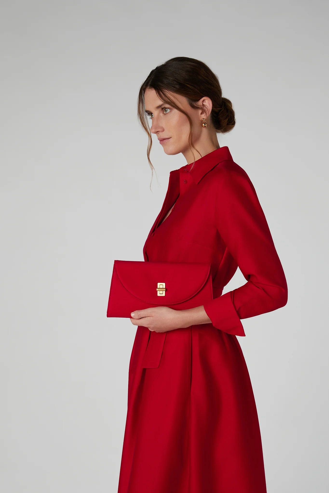 Jasper Conran "Gigi" Wool Silk Clutch Bag in Red