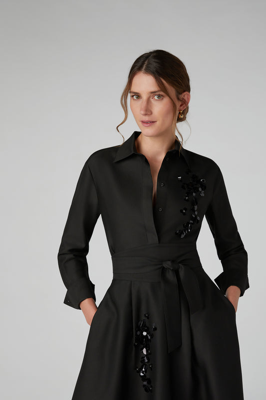 Jasper Conran Imelda Wool Silk Sequin Fitted Shirt