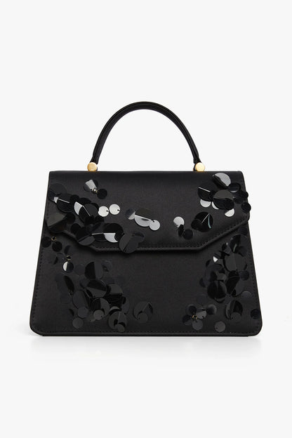 Jasper Conran "Imelda" Sequin Top Handle Bag in Black