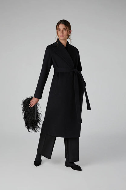 Jasper Conran "Geraldine" Wool Blend Long Coat in Black