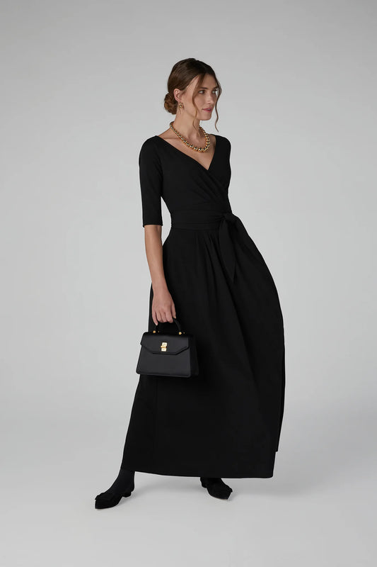 Jasper Conran "Ivy" Draped Jersey Wrap Dress in Black