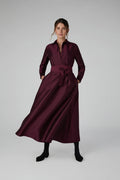 Jasper Conran "Isla" Wool Silk Shirt Dress in Berry