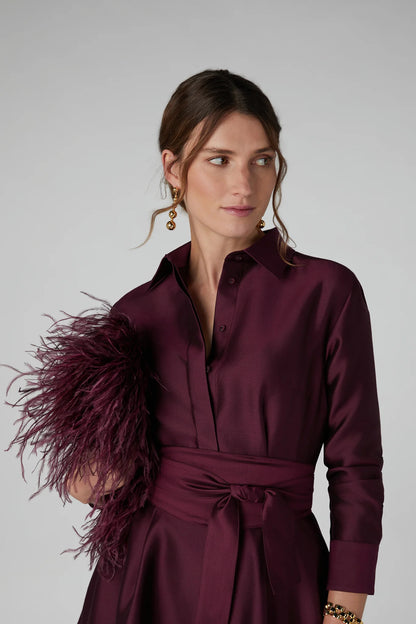 Jasper Conran "Inez" Ostrich Feather Clutch Bag in Berry