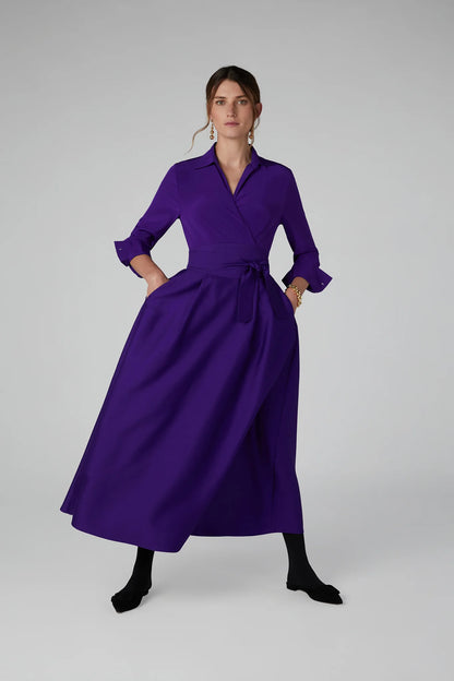 Jasper Conran "Genevieve" Silk Wrap Shirt in Purple