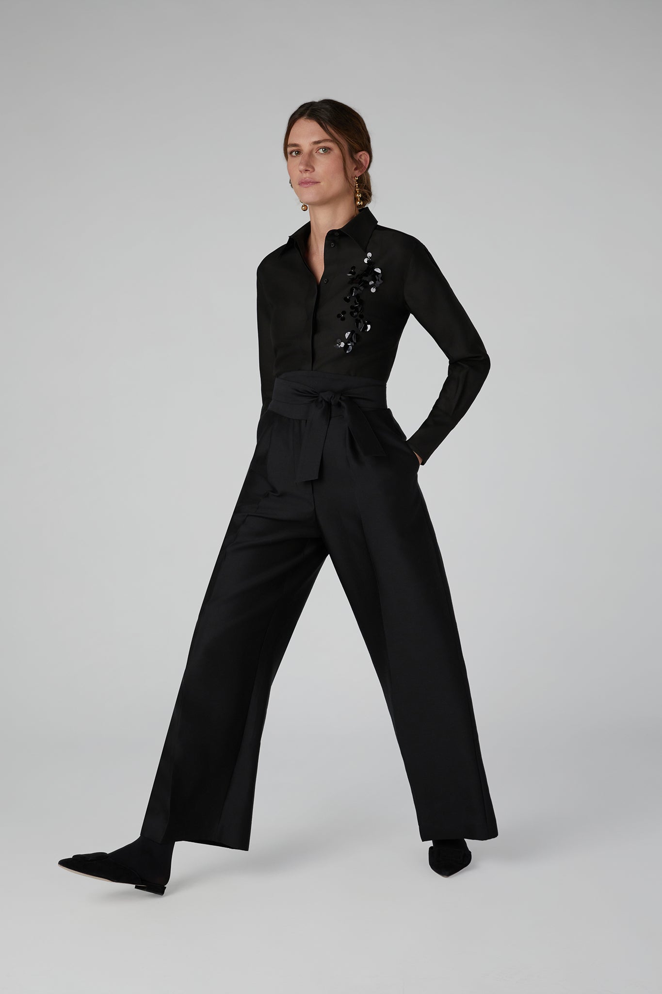 Jasper Conran Imelda Wool Silk Sequin Fitted Shirt